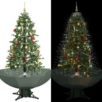 Prolenta Maison Exclusive - Albero di Natale innevato con base a ombrello, verde, 170 cm
