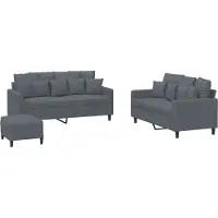 vidaXL Set divano 3 pezzi con cuscini in velluto grigio scuro