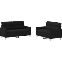 Syfax Set di Divani 2 pz con Cuscini Nero in Tessuto