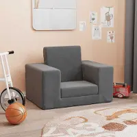 Prolenta Maison Exclusive - Divano letto per bambini, antracite, morbido peluche