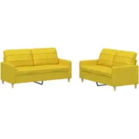 vidaXL Set divano 2 pezzi con cuscini in tessuto giallo chiaro