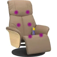 Syfax Poltrona Reclinabile Massaggi Poggiapiedi Cappuccino Pelle finta