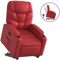 Syfax Poltrona Alzapersona Reclinabile Rosso in Pelle finta