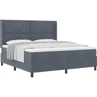 Syfax Letto a molle con materasso Grigio scuro 180 x 200 cm Velluto