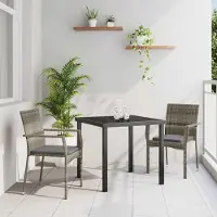 Prolenta Maison Exclusive - Set da pranzo per esterno, 3 pezzi, grigio, rattan sintetico