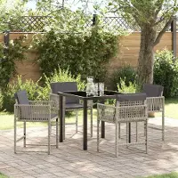 Prolenta Maison Exclusive - Set da giardino per esterni, 5 pezzi, rattan sintetico color grigio chiaro