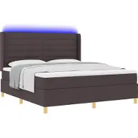 Syfax Letto a molle con strisce LED Marrone 180 x 200 cm Tessuto