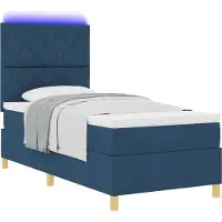 Syfax Letto a Sorgente LED con materasso Blu 100 x 200 cm Tessuto