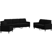 Syfax Set di Divani 3 pz con Cuscini Nero in Velluto