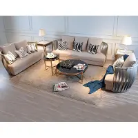 AEA Chesterfield Edelstahl Stoff Couch Polster Sitz Garnitur Sofa Wohnzimmer 3+2+2
