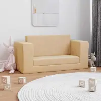 Prolenta Maison Exclusive - Divano letto per bambini, 2 posti, color crema, in morbido peluche