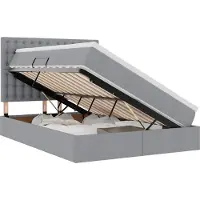 vidaXL Letto a castello con contenitore LED con materasso, grigio chiaro, 140 x 190 cm, tessuto