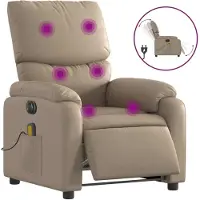 Syfax Poltrona Reclinabile Massaggio Elettrica Cappuccino Pelle finta