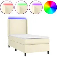 Syfax Giroletto a Molle con Materasso e LED Crema 100x200 cm