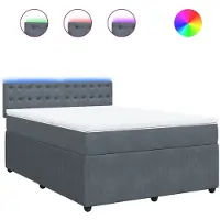 Syfax Giroletto a Molle con Materasso Grigio Scuro 160x200 cm Velluto