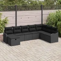 Prolenta Maison Exclusive - Set da giardino composto da 8 pezzi, divano in rattan sintetico nero