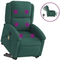 Syfax Poltrona Alzapersona Massaggiante Elettrica Verde Scuro Velluto