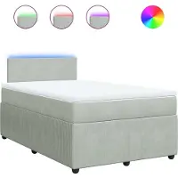 Syfax Giroletto a Molle con Materasso Grigio Chiaro 120x190cm Velluto