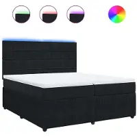 Syfax Giroletto a Molle con Materasso Nero 200x200 cm in Velluto