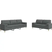 Syfax Set di Divani 2 pz con Cuscini Grigio Scuro in Tessuto