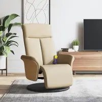 Prolenta Maison Exclusive - Poltrona massaggiante con poggiapiedi, rivestita in tessuto color crema