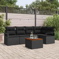 Prolenta Maison Exclusive - Set Divano da Giardino con cuscino 6 pcs Nero polyrattan