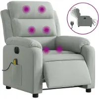 Syfax Poltrona Elettrica Massaggi Reclinabile Grigio Chiaro Velluto