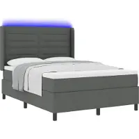 Syfax Letto a Sorgente LED Grigio scuro 140 x 200 cm Tessuto