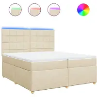 Syfax Giroletto a Molle con Materasso Crema 200x200 cm in Tessuto