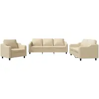 Syfax Set di Divani 3 pz con Cuscini Crema in Tessuto