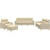 Syfax Set di Divani 4 pz con Cuscini Crema in Tessuto