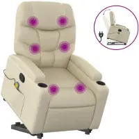 Syfax Poltrona Alzapersona Reclinabile Massaggio Crema Pelle finta