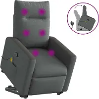 Syfax Poltrona Alzapersona Massaggi Reclinabile Grigio Scuro Tessuto