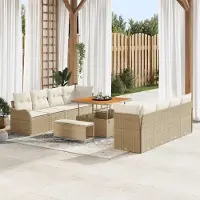 Prolenta Maison Exclusive - Set di divani da giardino, 11 pezzi, color beige, in rattan sintetico