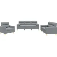 Syfax Set Divani 3 pz con Cuscini Grigio Chiaro in Tessuto