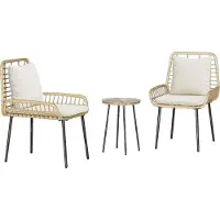 Syfax Set da Pranzo per Giardino 3 pcs Marrone e Crema polyrattan