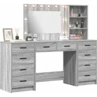Syfax Tavolo da Trucco 3 pcs Grigio Sonoma Legno multistrato