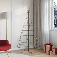Prolenta Maison Exclusive - Albero di Natale in metallo con base, modello KUOPIO, 180 cm, acciaio nero