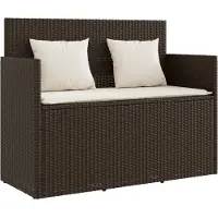 vidaXL Panca da giardino con cuscini in Poly Rattan marrone