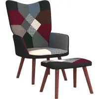 Syfax Poltrona Relax con Poggiapiedi in Tessuto Patchwork