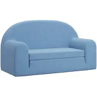 vidaXL Divano letto per bambini a 2 posti blu Morbido peluche