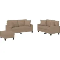 Syfax Set di Divani 3 pz con Cuscini Cappuccino in Pelle finta