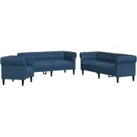 Syfax Set di Divani 3 pz Blu in Tessuto
