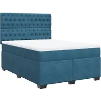Syfax Giroletto a Molle con Materasso Blu 140x190 cm in Velluto