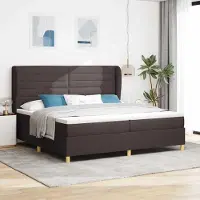 Prolenta Maison Exclusive - Letto boxspring con materasso marrone scuro 200 x 200 cm Tessuto