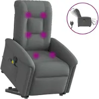 Syfax Poltrona Alzapersona Massaggi Elettrica Grigio Scuro Tessuto