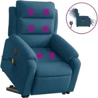 Syfax Poltrona Alzapersona Massaggi Elettrica Reclinabile Blu Velluto