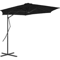 Syfax Ombrellone da Giardino con Palo in Acciaio Nero 300x230cm