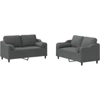 Syfax Set di Divani 2 pz con Cuscini Grigio Scuro in Tessuto