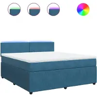Syfax Giroletto a Molle con Materasso Blu 180x200 cm in Velluto
